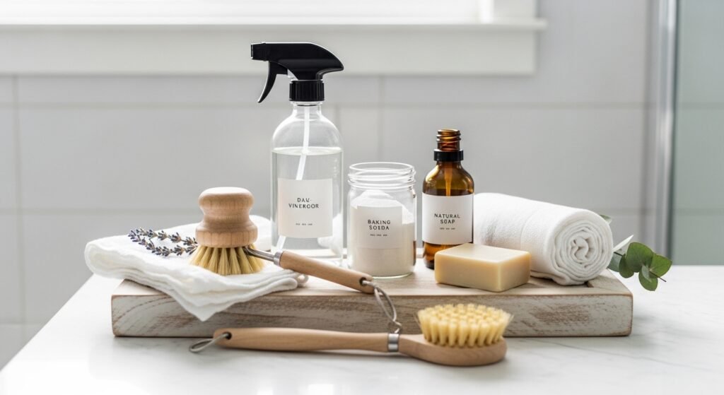 Non-toxic bathroom cleaning products for eco-friendly home by artisan anthology.