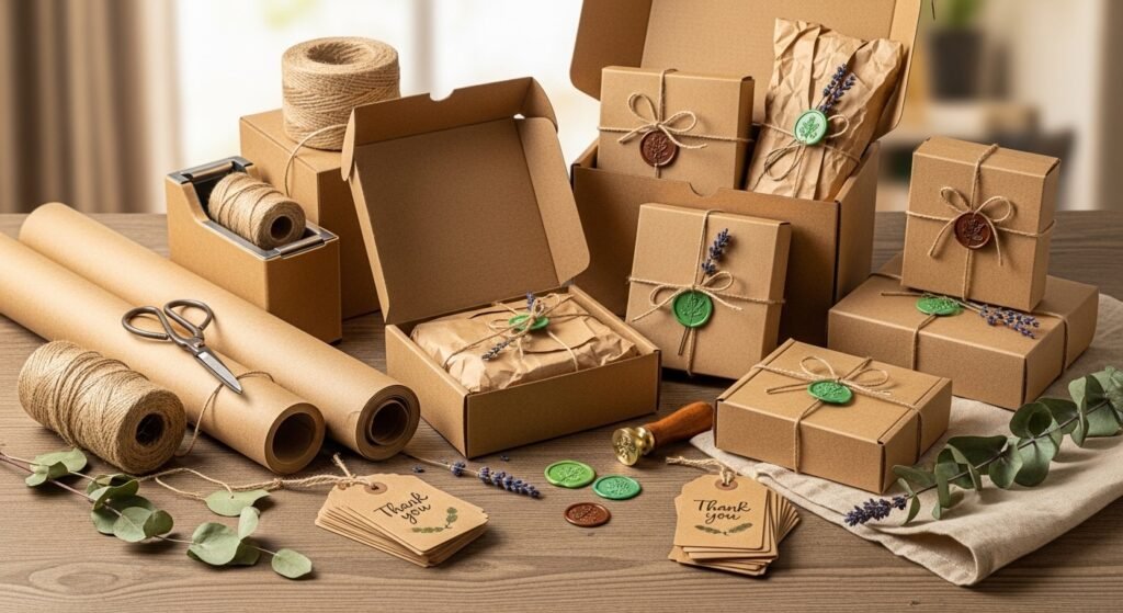 Plastic-free packaging materials for small business by artisan anthology.
