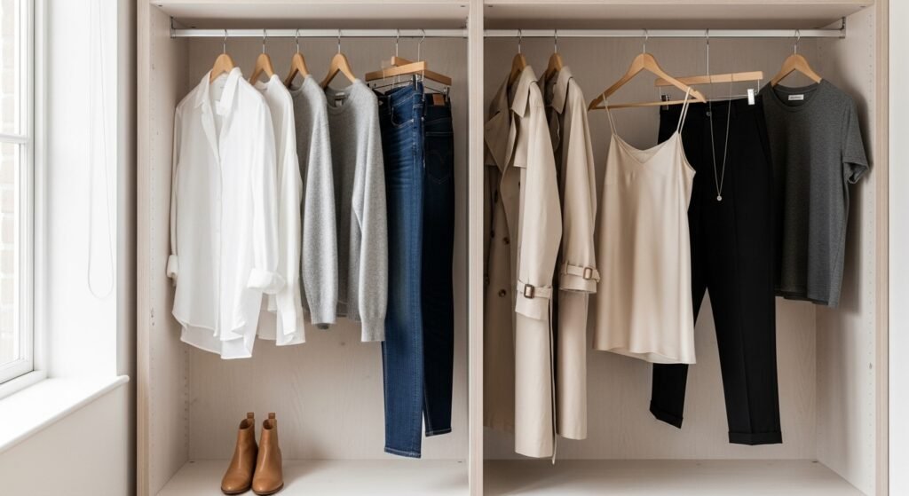 Slow fashion capsule wardrobe with neutral clothing by artisan anthology.