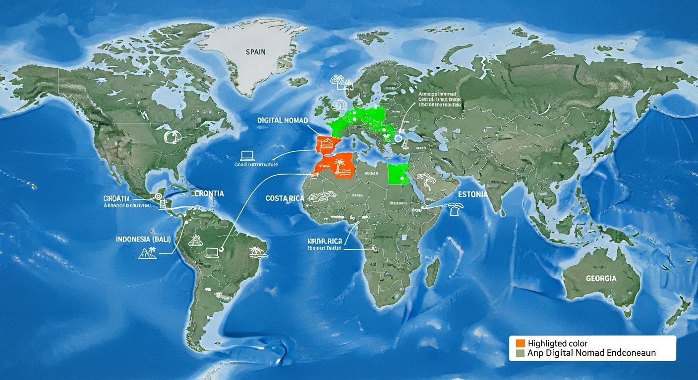 best countries for digital nomads world map by artisan anthology.