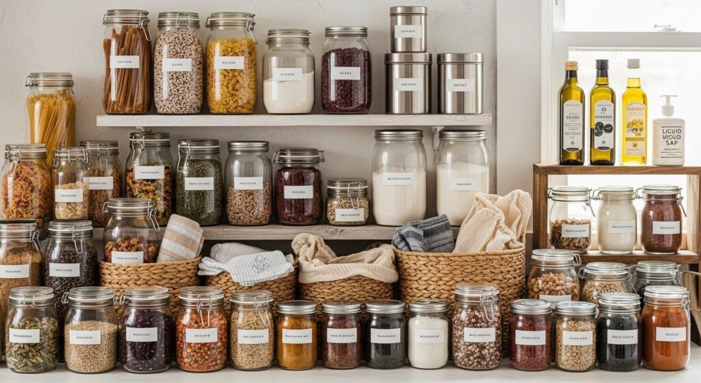 bulk food storage for zero waste grocery lifestyle by artisan anthology.