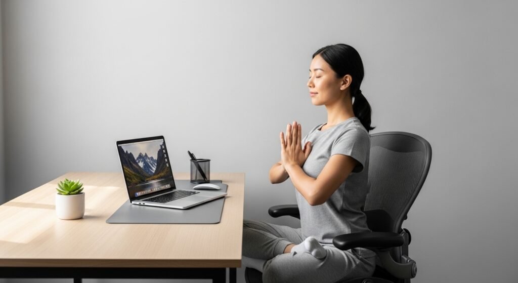 desk yoga routine for office workers by artisan anthology.