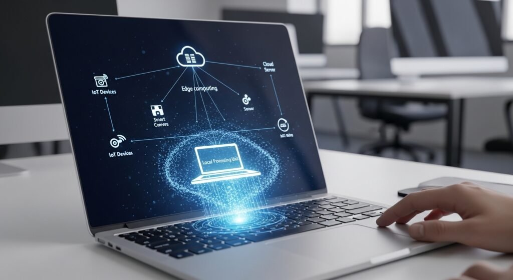 edge computing laptop local data processing diagram by artisan anthology.
