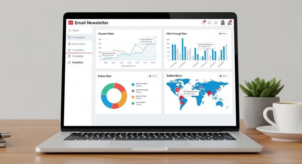 newsletter analytics dashboard showing growth by artisan anthology.