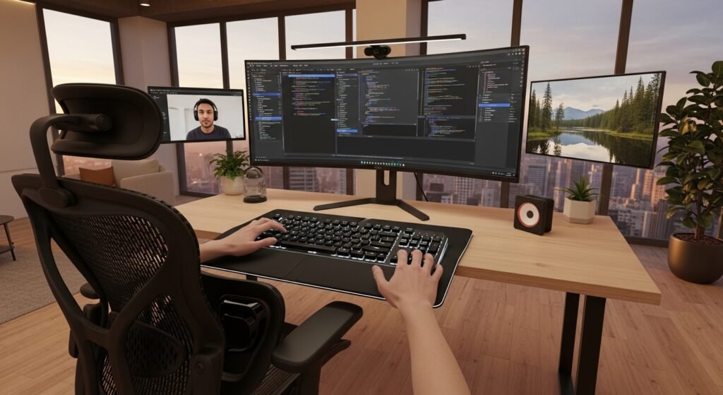 vr remote work ergonomic setup for long sessions by artisan anthology.