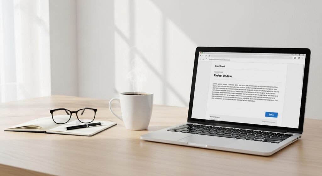 writing newsletter content on laptop by artisan anthology.