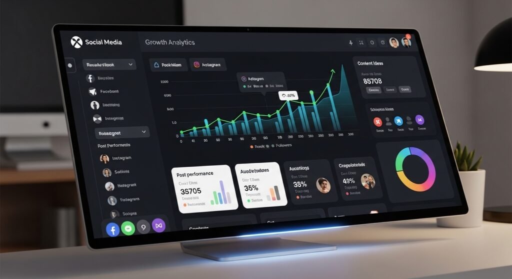 ai social media automation tools analytics dashboard by artisan anthology llc.