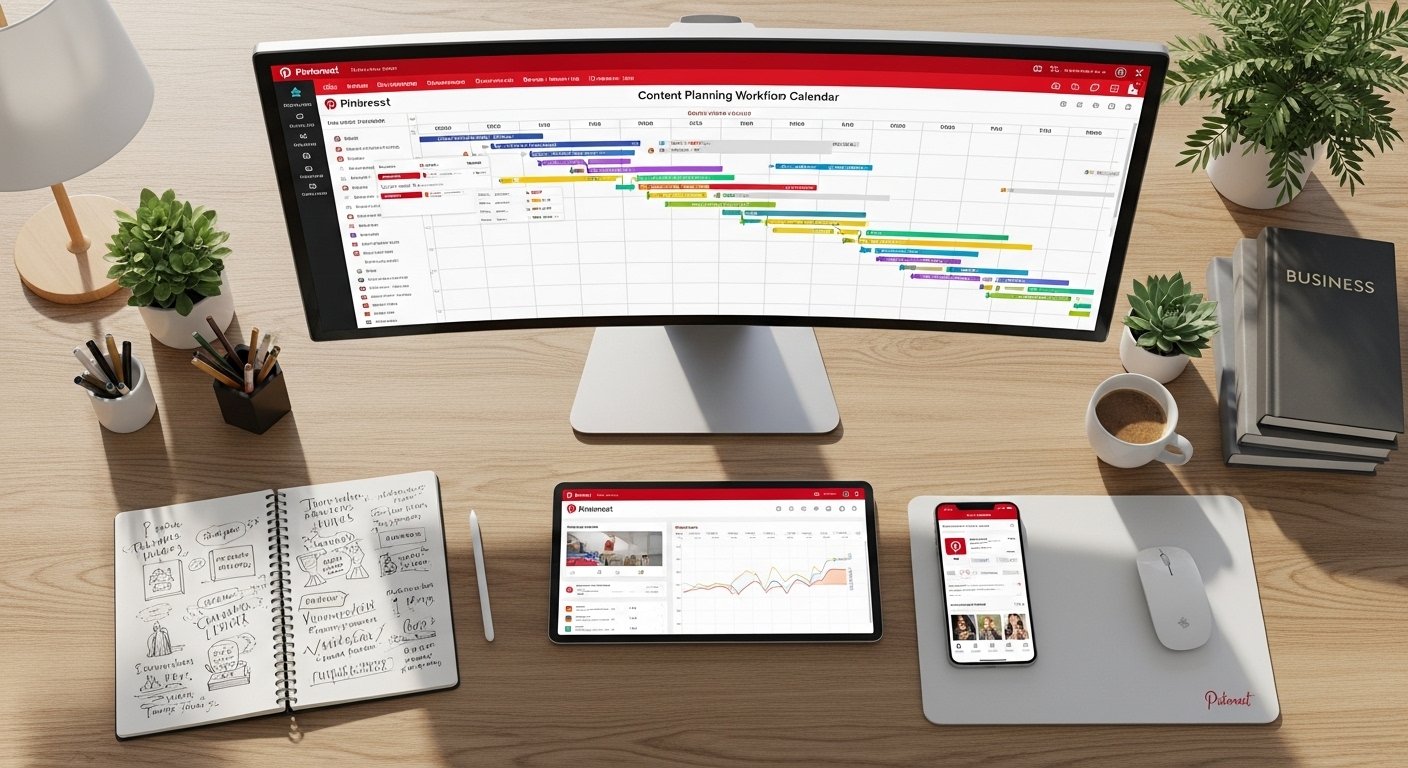 pinterest content strategy planning workflow by artisan anthology llc.