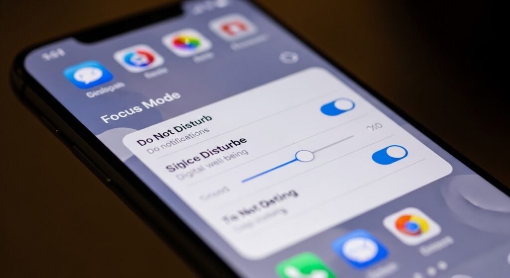 smartphone focus mode settings for productivity by artisan anthology LLC.