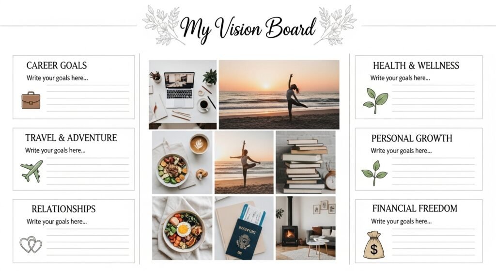 vision board pages that girl planner design by artisan anthology llc.