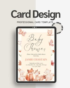 Artisan Anthology - Boho Woodland Baby Shower Invitation - Watercolor Forest Animals Canva Template