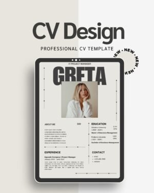 Artisan Anthology - Greta IT Project Manager CV Template - Bold Professional Resume Design for Canva