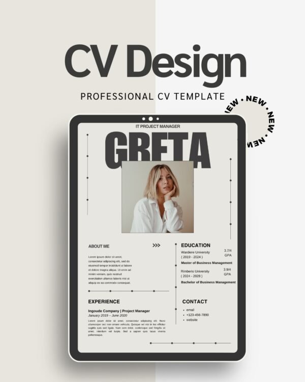 Artisan Anthology - Greta IT Project Manager CV Template - Bold Professional Resume Design for Canva