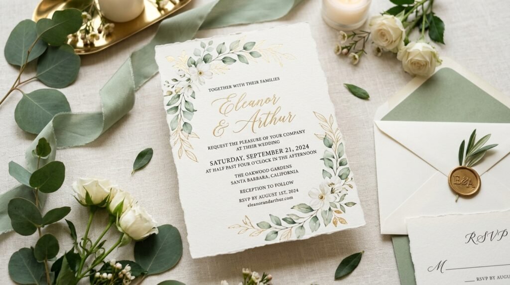Botanical Canva wedding invitation template by artisan anthology llc.
