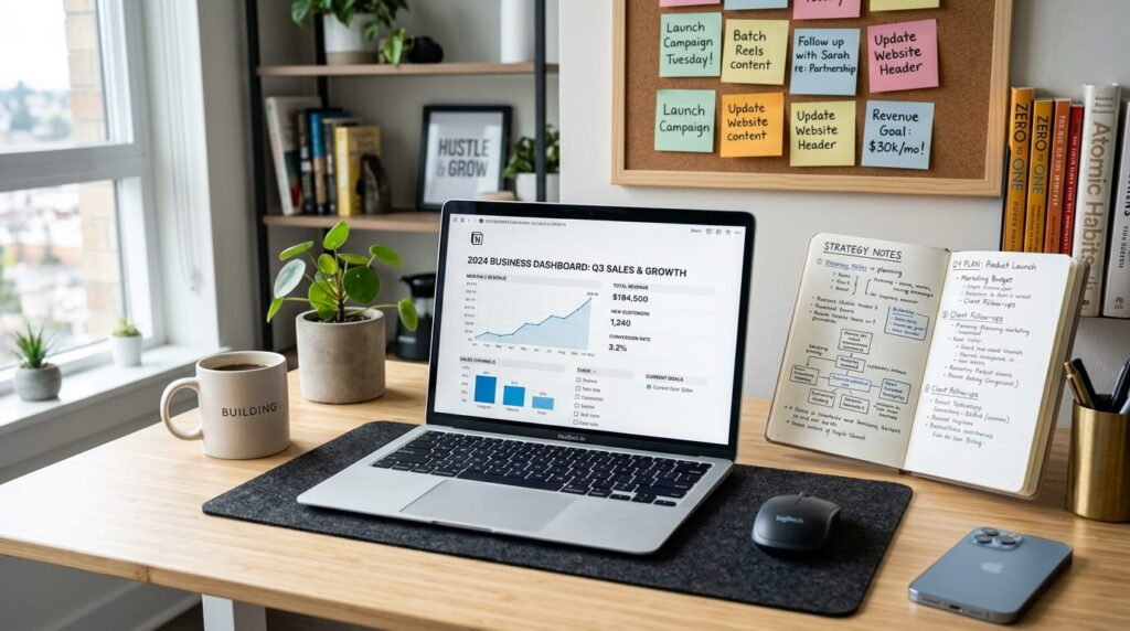 Business digital planner showing growth tracking and sales dashboard BY ARTISAN ANTHOLOGY LLC