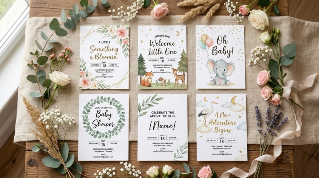 Comparison of baby shower invitation templates by artisan anthology llc.