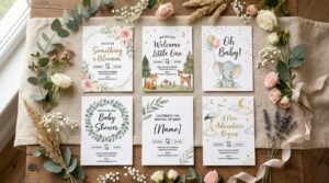 Comparison of baby shower invitation templates by artisan anthology llc.