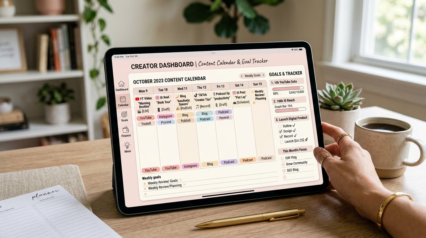 Creative aesthetic digital planner dashboard by artisan anthology llc.