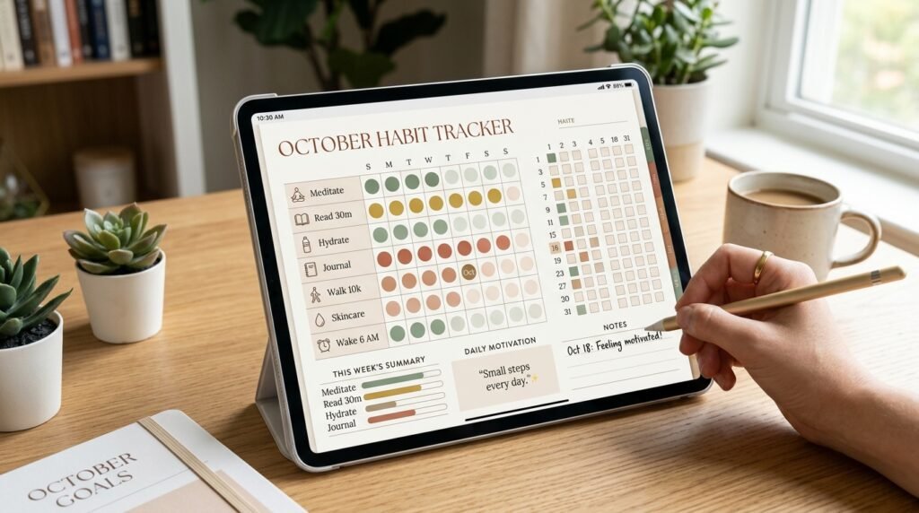 Digital habit tracker for staying organized by artisan anthology llc.