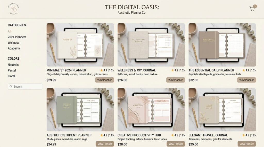 Editing aesthetic digital planner in Canva by artisan anthology llc.