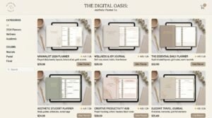 Editing aesthetic digital planner in Canva by artisan anthology llc.