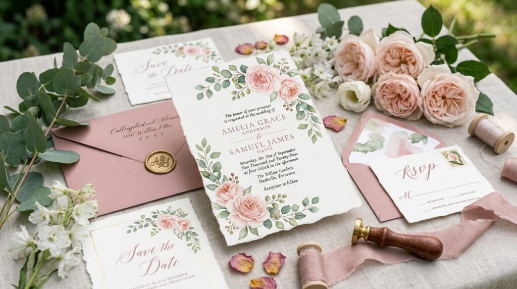 Floral editable wedding invitation template by artisan anthology llc.
