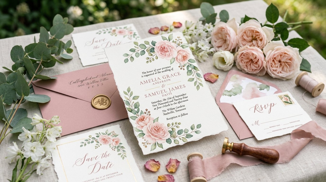 Floral editable wedding invitation template by artisan anthology llc.