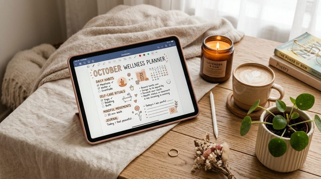 Lifestyle digital planner for GoodNotes productivity and wellness by artisan anthology llc.