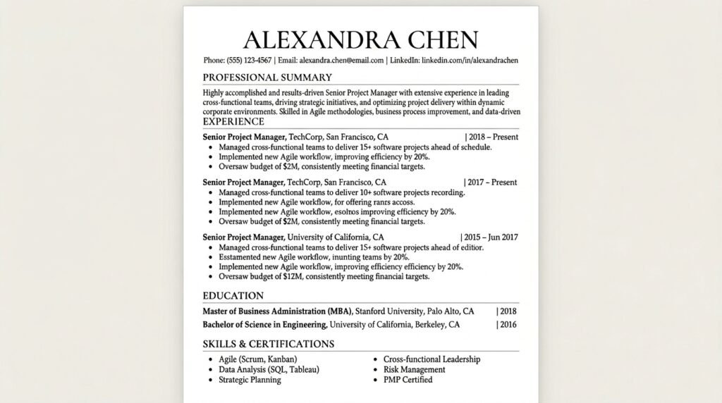 Minimal ATS friendly corporate CV template by artisan anthology llc.