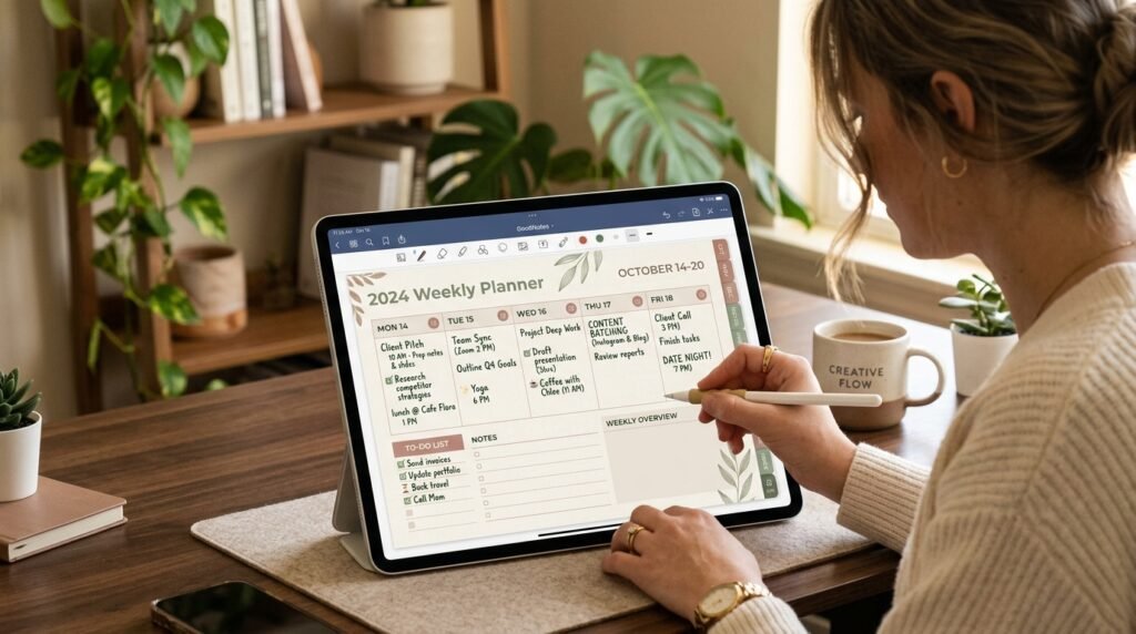 Minimal beige aesthetic digital planner by artisan anthology llc.