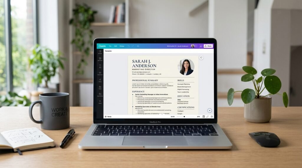 Minimal professional Canva CV template by artisan anthology llc.