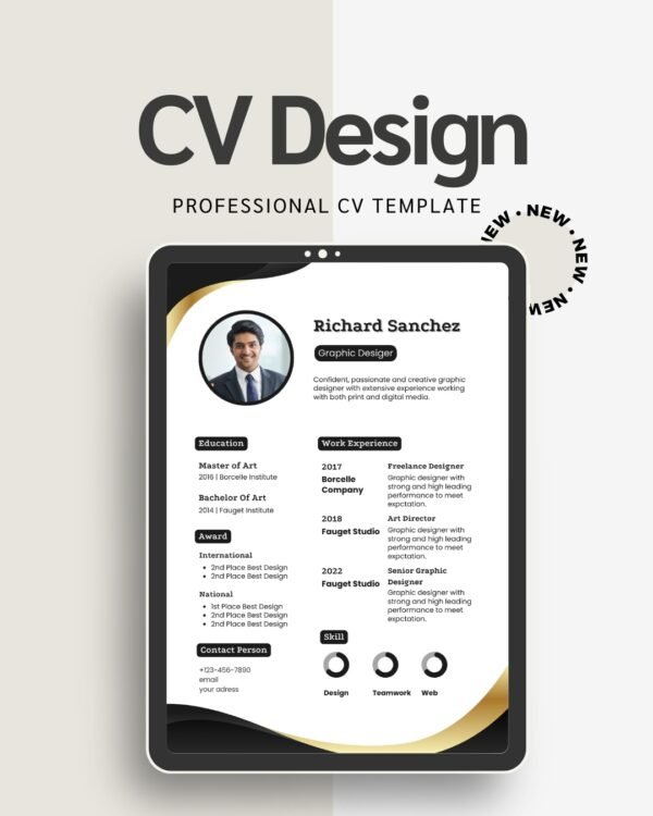Modern Professional CV Template - Executive Resume Design for Canva & Word