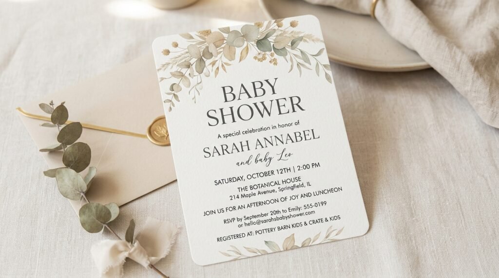 Neutral minimalist baby shower invitation template by artisan anthology llc.