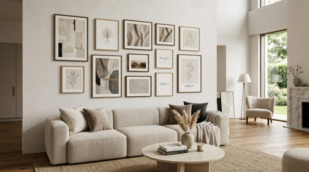 Neutral wall art gallery wall set by artisan anthology llc.