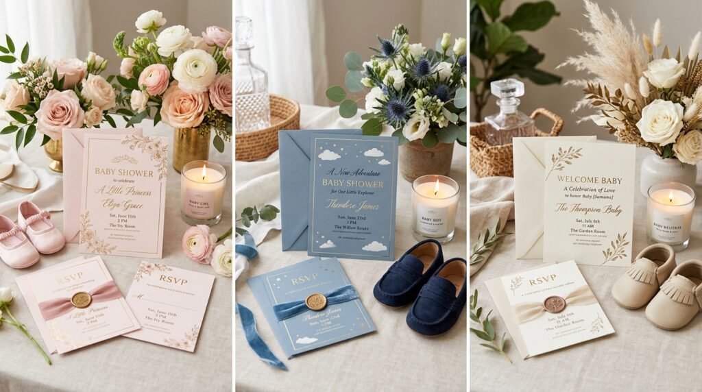 Top baby shower card templates for boys girls and neutral themes by artisan anthology llc.