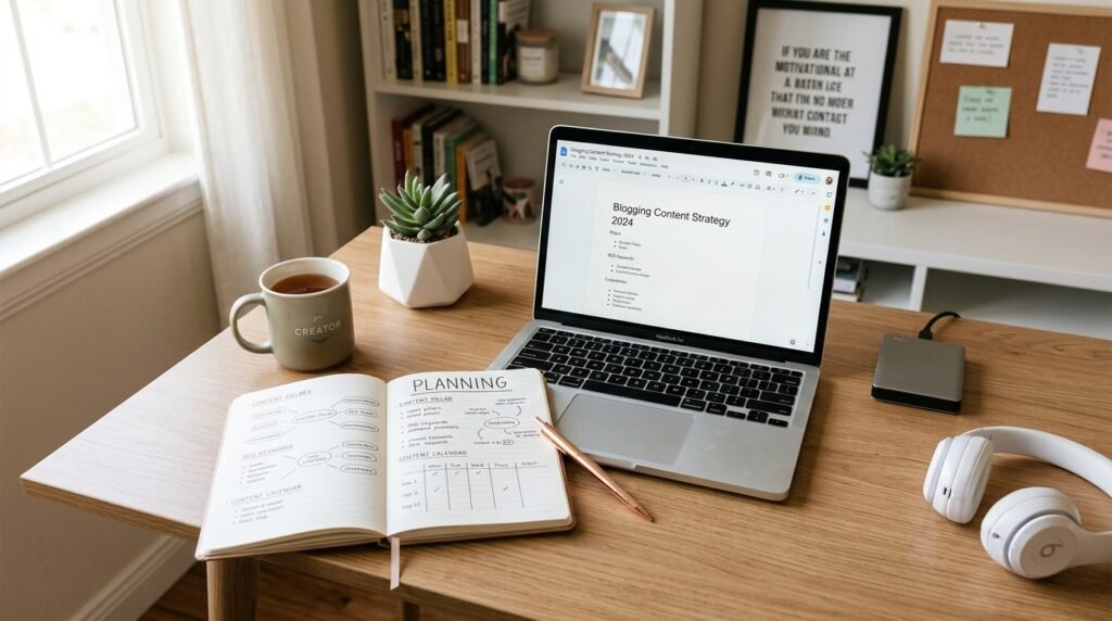 blogging content strategy planning workspace by artisan anthology llc.