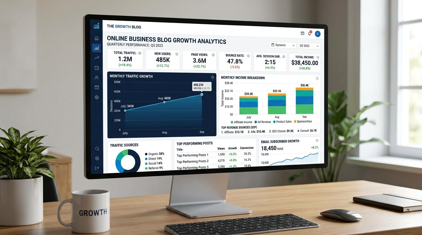 blogging niche traffic income growth analytics by artisan anthology llc.