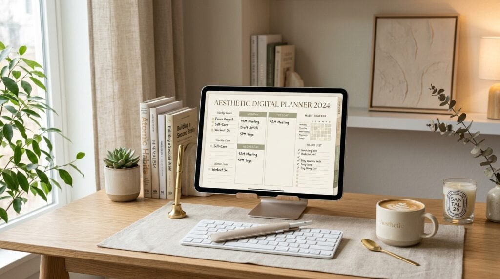 digital planner aesthetic workspace design by artisan anthology llc.