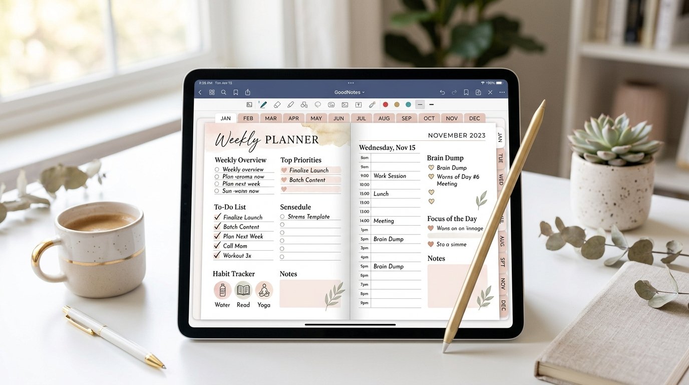 digital planner mockup for online selling by artisan anthology llc.
