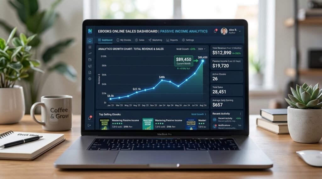 ebook online sales passive income dashboard by artisan anthology llc.
