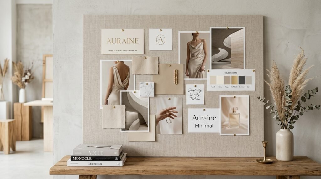 luxury brand aesthetic mood board design by artisan anthology llc.