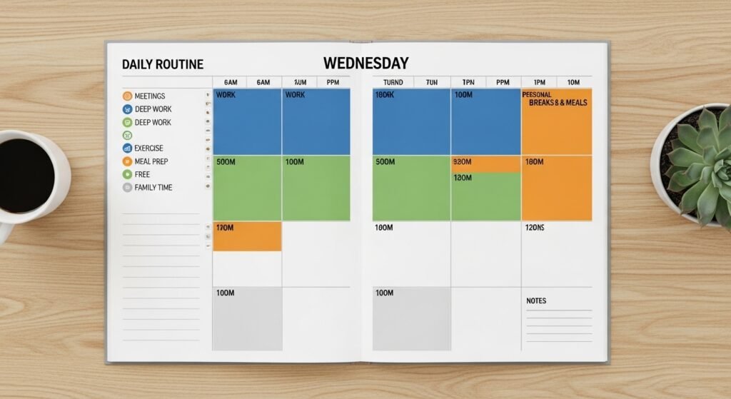 time blocking productivity schedule planner by artisan anthology llc.