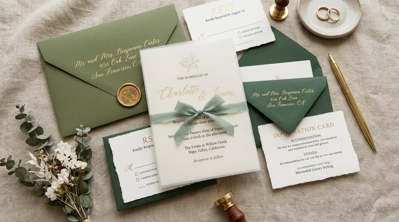 Luxury printed modern wedding invitation template by artisan anthology llc.