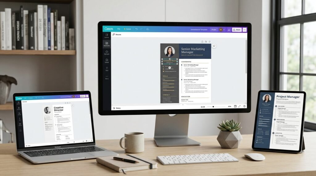 Premium editable Canva CV templates for professionals collection by artisan anthology llc.